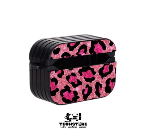 Cover AirPods stile leopardato rosa