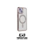 COVER ROSA CON PROTEZIONE CAMERA BORDI E MAGSAFE GLITTER